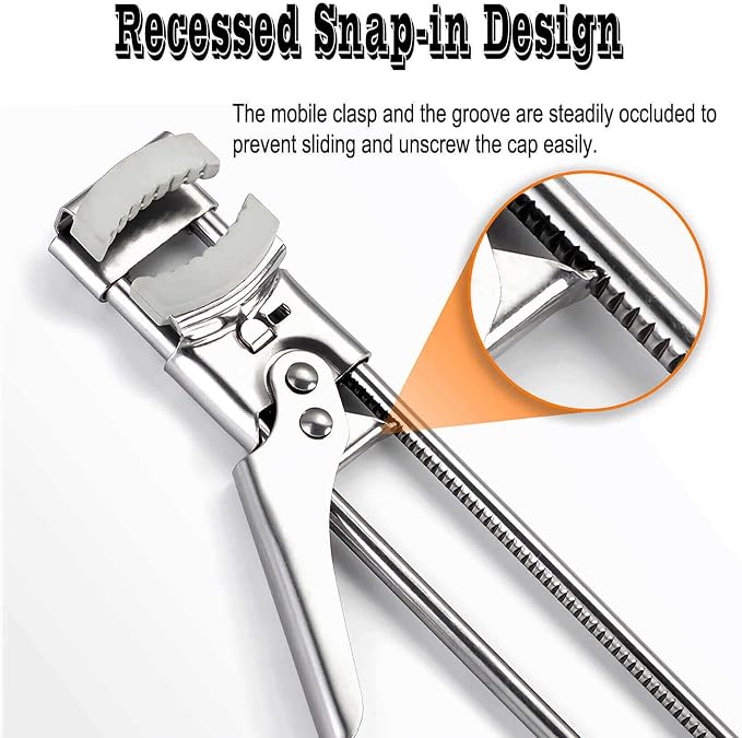 2023 New Adjustable Stainless Steel Can Opener,Upgrade the Extension of the Bottle Opener with Non-Slip Pad,Jar Opener for Weak Hands，Longer Hand Can Opener for Any-Size Lids (1 Pcs, 9in)