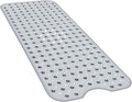 YINENN Bath and Shower Safety Mats 40x16 inch, Non Slip with Suction Cups for Bathroom Stall and Tub Floor, Extra Large and Machine Washable, Drain Holes Keep Bathtub Clean, Clear Gray