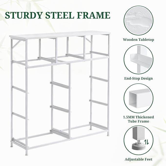 9-Drawer Dresser for Bedroom, Anti-Tip Tall Storage Organizer Chest of Drawers with Wooden Top and Metal Frame Fabric Bins for Closet, Living Room, Hallway, Entryway, Ivory White