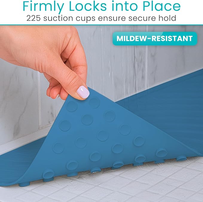 Vive Non-Slip Bath Mat with Suction Cups - 28" x 16" Extra Large Rubber Mat for Safety & Comfort - Patented Grip Prevents Slips and Falls for Kids, Elderly, Men, Women - XL Non Skid Shower & Tub Cover
