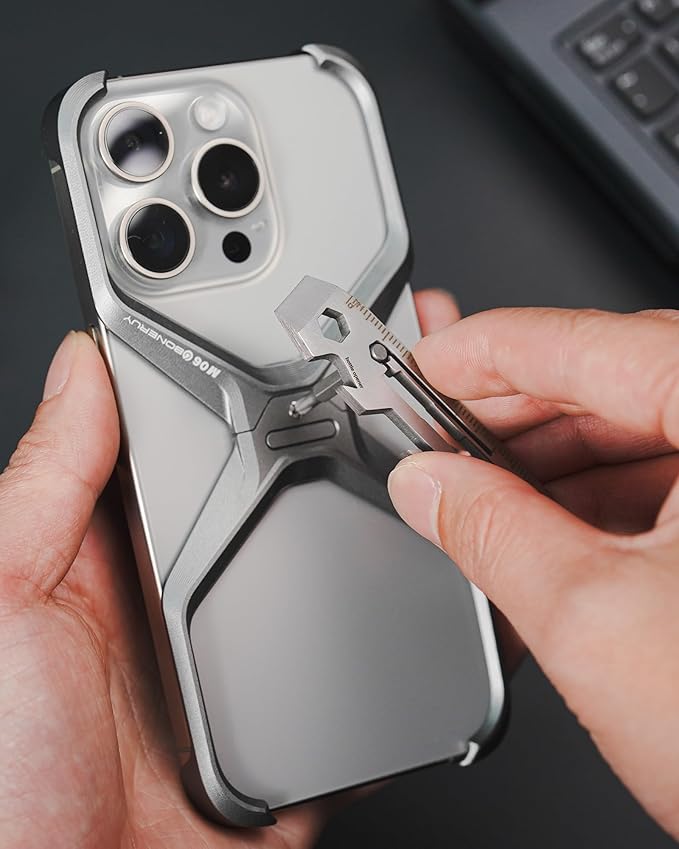 KeyUnity KR03 EDC Pry Bar Multitool with Flathead and Phillips Screwdriver Bottle Opener Wrenches and Ruler Compact Pocket Tool for Everyday Carry and Camping Gear