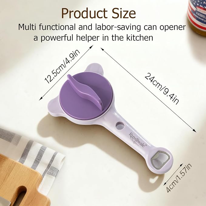 4-in-1 Jar Opener, Adjustable Jar Opener for Seniors, Kitchen Tool Designed Specifically for Seniors and Those with Limited Physical Strength, Suitable For Beer, Salad Dressing, Jar (Purple)