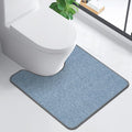 HOMTEB Toilet Rugs U Shaped Washable 24x20, Ultra Thin Toilet Rug Super Absorbent, Toilet Mat Rubber Backing Non-Slip, Toilet Mats Machine Washable Dry Quickly, Contour Bathroom Rugs for Toilet-Blue