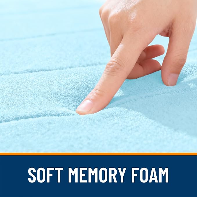 OLANLY Memory Foam Long Bathroom Rugs Runner 59x20, Super Soft Absorbent Bath Mat, Quick Dry, Machine Washable Shower Floor Rugs, Bathmat Carpet, Bathroom Home Decor Accessories, Sky Blue