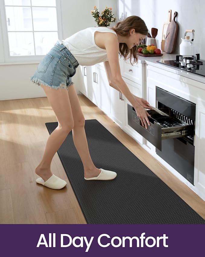 DEXI Kitchen Floor Mats Cushioned Anti Fatigue,17x59, Standing Runner Rug Waterproof, Comfort Memory Foam Padded for Front Sink Laundry, Black