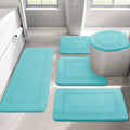 YIHOUSE Teal Memory Foam Bath Mat Set 5 Pieces