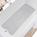TEESHLY Upgrade Bath Tub and Shower Mats, Non Slip 40 x 16 Inch Extra Large Bathtub Mat, Machine Washable Bathmat with Drain Holes, Suction Cups for Bathroom Floor, Clear Gray