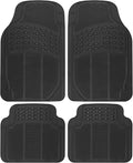 BDK Floor Mats, 4-Piece All-Weather Car Mat with Universal Fit Design, Durable Rubber Car Floor Mats with Capture Ridges, Waterproof for Cars Trucks SUV (Black)