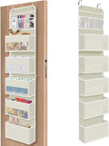SpaceHacks 6-Tier Over The Door Organizer, Hanging Storage Organizer with Clear Window, 40lb Ultra Sturdy Large Capacity Room Organizer for Pantry Bathroom Nursery Closet Baby Essential (Beige)