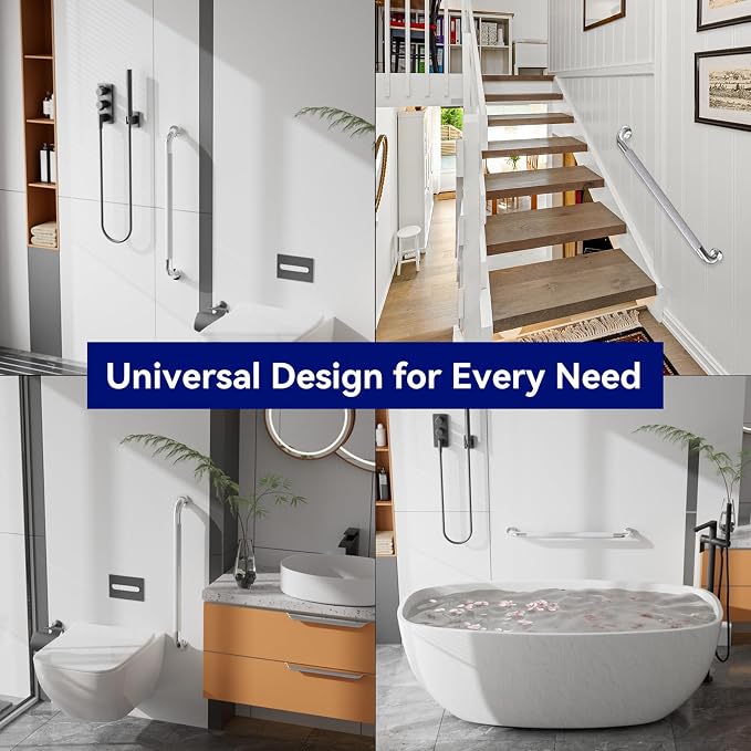 32 Inch Shower Grab Bar, Chrome Anti-Slip Bathroom Grab Bar with Knurled Grip, Stainless Steel Safety Handrail for Toilet Bathtub, Shower Handle Handicap Bars for Senior, Elderly, Pregnant