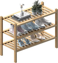 ROMGUAR CRAFT (Thick Bamboo Shoe Rack for Entryway, 3-Tier Free Standing Shoe Racks Stackable Shoe Rack Organizer for Hallway Closet Living Room 27 x12 x21 Inches