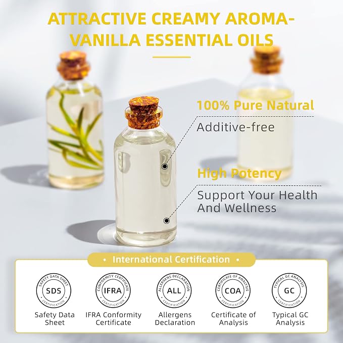 HIQILI 32 Ounces Vanilla Essential Oil, Strong Fragrance for Body Lotion, Candle Making, Soap, Aromatherapy-32 Fl Oz