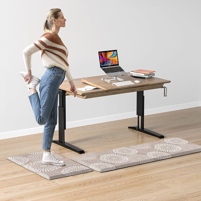 LuxStep Kitchen Mats for Floor,0.47 inch Thicker Cushioned Rug Anti-Fatigue Mats for Kitchen Decor Accessories,Waterproof Non-Slip Mats and Rugs Set for Office,Laundry 17.3"×29"+17.3"×47",Khaki