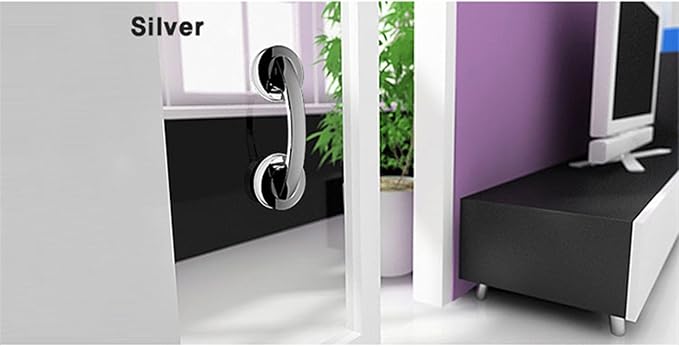 Suction Grab Bar, Portable Suction Handle Bar Suction Grip Bar for Window Door Drawer Cabinet Mini Fridge Grab Puller (Silver)