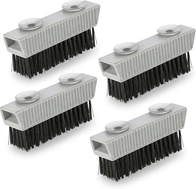 Grip Clean Nail Brush for Cleaning Fingernails – Heavy Duty Nail Brush with Extra Stiff Bristles - Fingernail Brush & Nail Scrubber Brush with Suction Cup Backing for Men & Women - 4 Pack