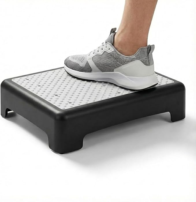 Bed Step for High Beds Adults - 3.35" Barefoot-Comfortable TPE Soft Pad Mobility Step Stool for Seniors & Post Surgery, 600lb Heavy Duty Anti-Flip Step for Car, SUV, RV & Bathroom (Black-Grey)