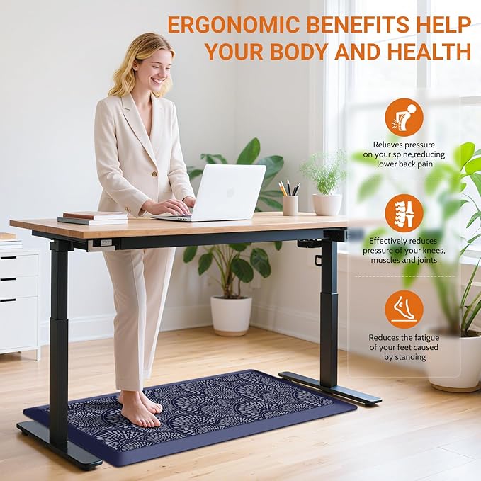 Mattitude 4/5 Inch Kitchen Mat, 20x40in Heavy Duty Ergonomic Comfort Foam Standing Desk Mat, Waterproof Non-Slip Standing Mats and Rugs for Kitchen, Office, Black