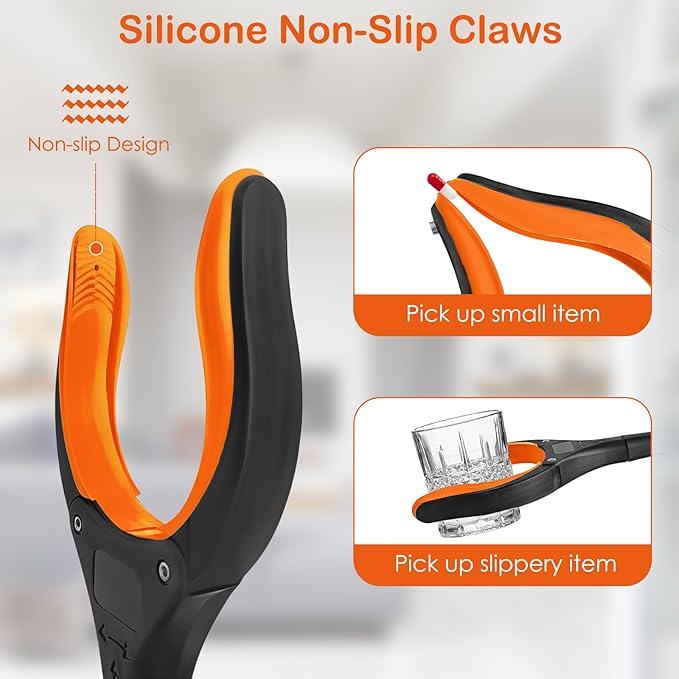32" Grabber Reacher Tool, 2-Pack Foldable Reacher Grabber Pickup Tool with 360° Anti-Slip Rotating Jaw & Magnet, Mobility Aid Reaching Assist Tool for Trash Pick Up, Lightweight Grabber Tool