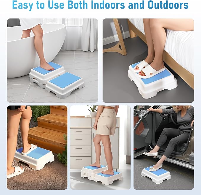 Wefaner Bath Shower Step,Stackable Bathtub Non Slip Safety Step Stool, Indoor/Outdoor Handicap Wideing Hands Free Platform Medical Portable Stack-Able, for High Beds, Kitchens,Bathroom.