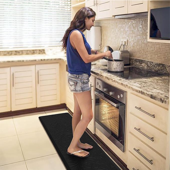 KMAT Kitchen Mat Cushioned Anti-Fatigue Floor Mat Waterproof Non-Slip Standing Mat Ergonomic Comfort Floor Mat Rug for Home,Office,Sink,Laundry,Desk 39"(L) x 20"(W),Black
