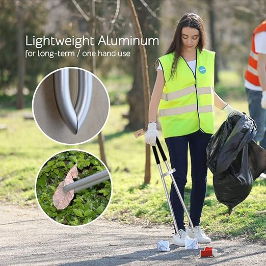 EJG 36" Long Trash & Garbage Picker Grabber, Lightweight Aluminium & Rustproof, Litter Pick Up Stick, Trash Tong, Reaching Assist Tool, Reacher Tool for Elderly, Garden Nabber Plogging (Black)