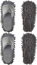 Jecery 2 Pairs Microfiber Cleaning Mop Slippers for Floor Cleaning House Mop Shoes Men and Women Washable Unisex Dusting Slippers Dirt Tool Supplies(Medium,Gray)