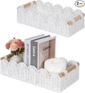 CubesLand Toilet Paper Storage Basket, Scalloped Edge Shelves Basket for Organizing for Over Toilet Tank Storage, Home Decor Baskets for Shelf, Countertop, Living Room, Bedroom, Handwoven, White