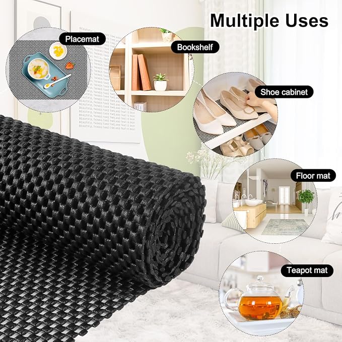 FACIACC Non Slip Rug Pad Gripper 2 x 5 Feet Extra Thick Pads Carpet Pads for Area Rugs Keep Your Rugs Safe and in Place on Hardwood Floor (Black)