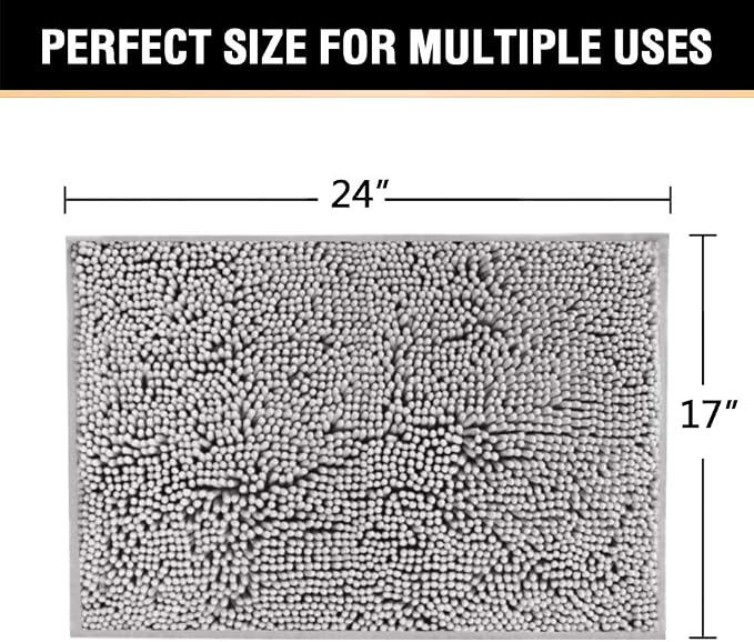 H.VERSAILTEX Bath Mat Bathroom Rug Bath Rugs for Bathroom Non Slip Bath Mats Extra Thick Chenille Rug 17" x 24" Absorbent Soft Shaggy Washable Dry Fast Plush Rugs for Bathtubs - Dark Grey