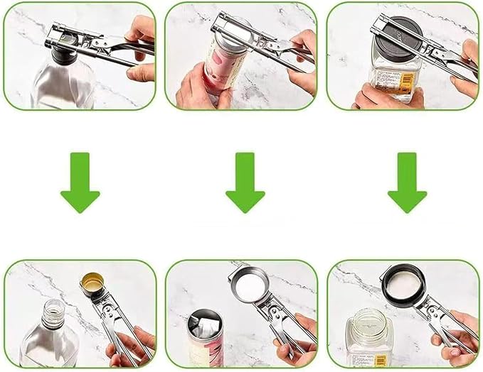 Adjustable Stainless Steel Jar Opener, Multifunctional Manual Bottle Opener and Can Opener, Jar Lid Gripper Tool for Easy Opening, Kitchen Accessories for Seniors and Weak Hands (2)