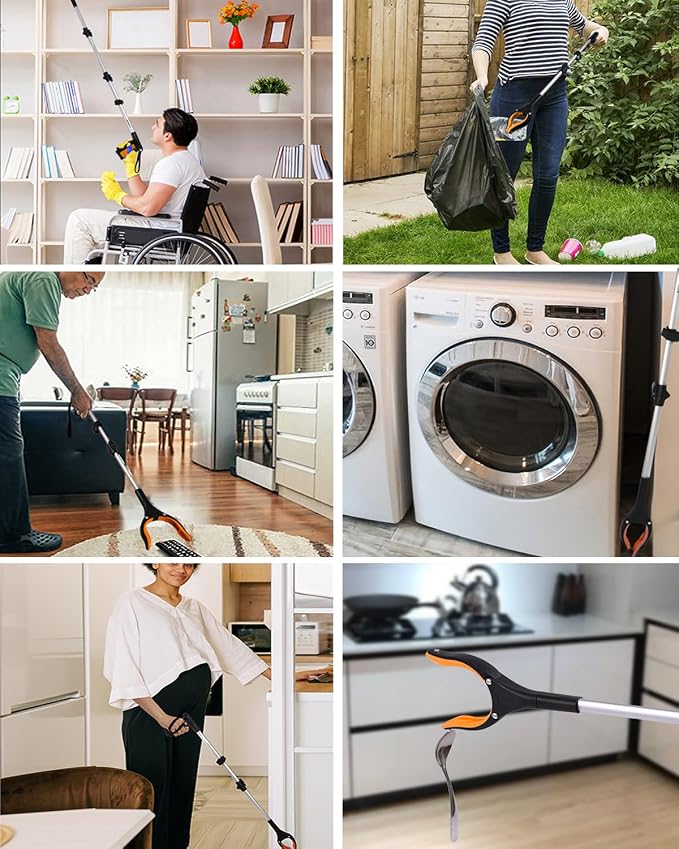 38" Extra Long Grabber Tool with 360°Rotating Anti-Slip Jaw， Lightweight Reaching Aid Reacher Tool, Arm Extension Heavy Duty Grabbers for Elderly (38 Inch - 1PCS)