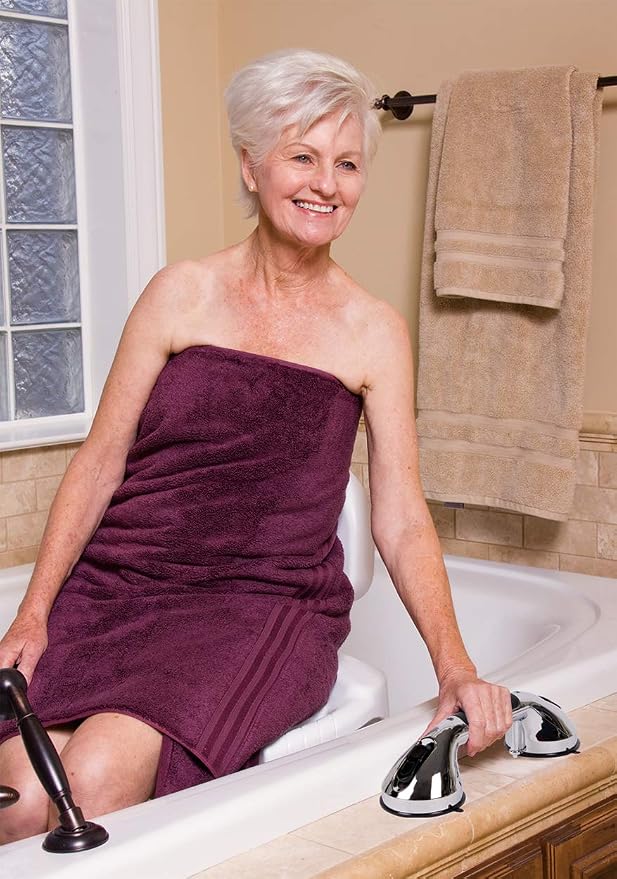 CAREX Ultra Grip Shower Grab Bar - Shower Handle and Bathroom Bar - 12 Inch Safety Bar With Dual Locking Suction Cups For Bathtubs and Showers, Chrome
