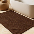 Waffle Bath Mat, Boho Woven Modern Bath Rug Absorbent Non Slip, Ultra Soft Bathroom Mats, Machine Washable Knit Bath Rugs with Herringbones for Bathroom, Bedroom, Kitchen, Shower, Tub, 32"x20", Brown