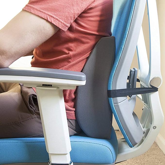DMI Lumbar Support Pillow for Chair to Assist with Back Support with Removable Washable Cover to Ease Lower Back Pain and Discomfort While Improving Posture, 14 x 13 x 5, Contoured Foam, Premium,Gray