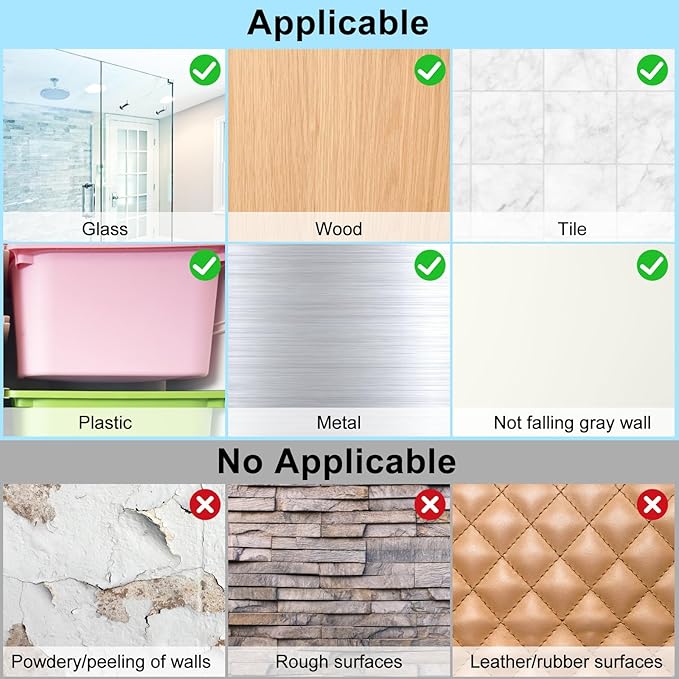 vivinin 15 Pack Shower Caddy Adhesive Replacement, Shower Shelf Adhesive No Drilling, Adhesive Hooks for Showe Caddy, Soap Holder, and Kitchen Racks