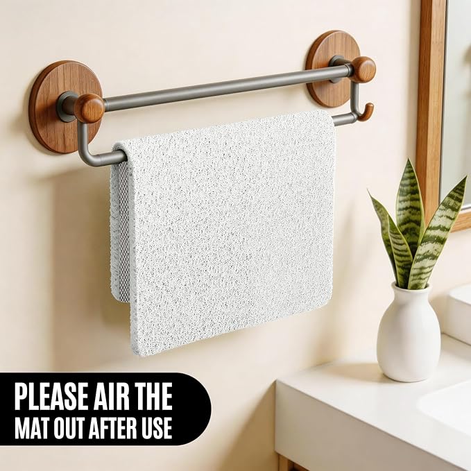 Joyhalo Shower Mat Bathtub Mat Non Slip, Bathmats Non Slip, Quick Drying Foot Scrubber Loofah Mats for Shower, Tub, Bathroom, Home, 17x24inch, White