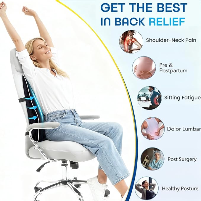 Niceeday Lumbar Support Pillow for Office Chair Car Back Support Pillow, Memory Foam Gaming Chair Desk Chair Back Cushion for Lower Back Pain Relief, Ergonomic Back Rest,Office Home Essentials