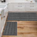H.VERSAILTEX 2 Piece Bathroom Set - Super Absorbent Chenille Striped Bath Mats - Non Skid, Machine Washable - Grey, 47 x 17 Plus 17 x 24 - Inches