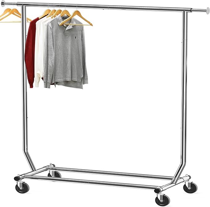 Simple Houseware Supreme Commercial Grade Clothing Garment Rack, Holds Up to 250 lbs, 50 to 75 Inches Extendable Rod, Chrome