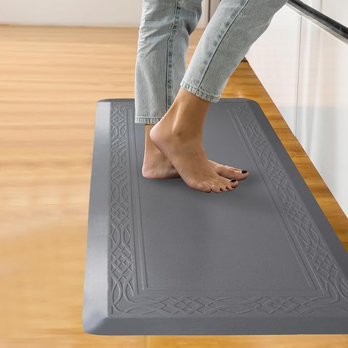 20 x 42 Inch Extra Support Anti Fatigue Comfort Kitchen Mat, Waterproof Long Kitchen Runner, Non-Slip Standing Desk Mat, Commercial Pads for Offices, Home, Garages (Bordeaux Grey, 20'' x 42'')