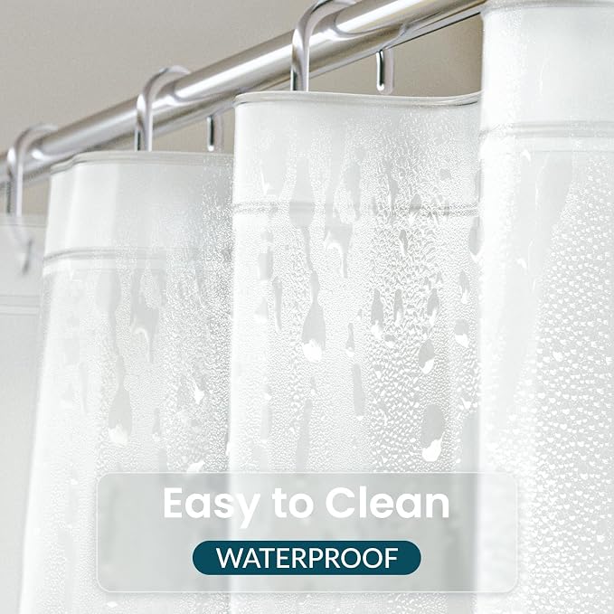 Titanker Plastic Shower Curtain Liner 72 x 72 Frosted Shower Liner Waterproof Lightweight Cute Shower Curtains for Bathroom with Magnets and Rustproof Grommets