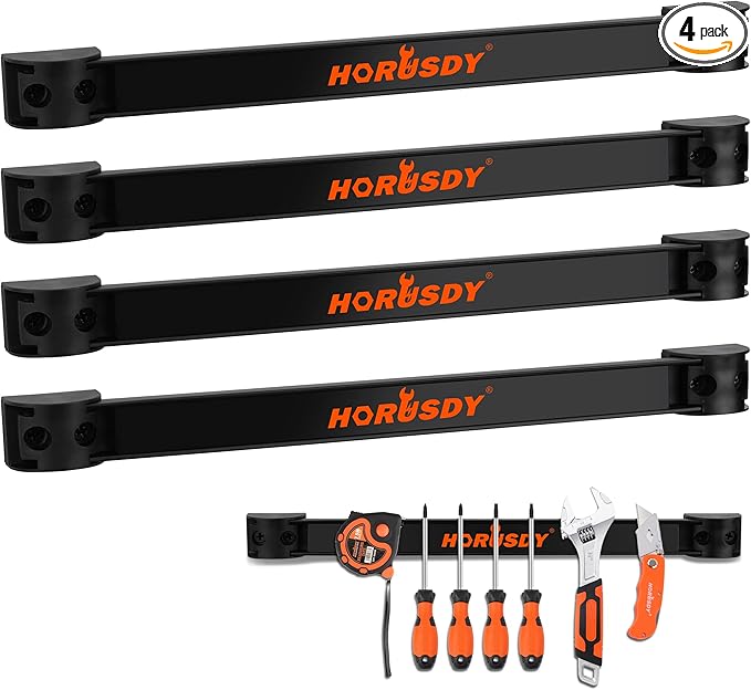 HORUSDY 12" Magnetic Tool Holder Strip, 4-Pack Tool Magnet Bar for Garage Organization, Shop Organization, Mounting Screws Included
