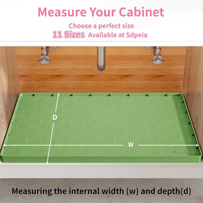 Sdpeia Under Sink Mat 34"×22" Waterproof Silicone Cabinet Liner & Sink Protector for Kitchen & Bathroom, Multi-Purpose Organizers Tray for Pets, Laundry, Cat Litter Mat