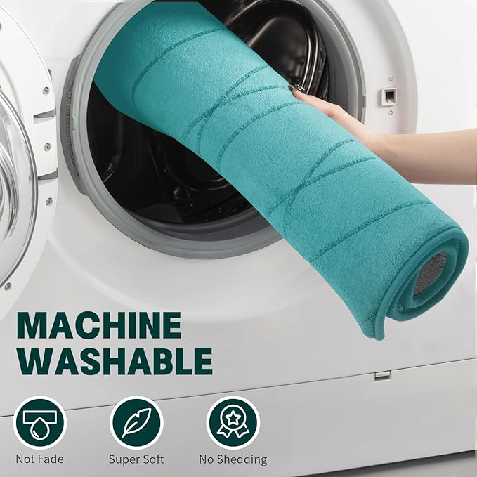YIHOUSE Memory Foam Bathroom Rug Sets, Teal, 2 Piece-U Shape & Small Mat | Ultra Soft, Absorbent, Non-Slip, Machine Washable