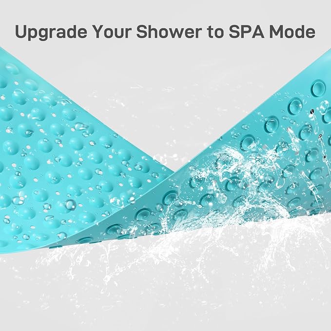WarmSnow Long Bathtub Mat Non Slip 39.5 x 16 Inch, Inside Shower Mats with Suction Cups & Drain Holes, Soft TPE Bath Mat for Tub, Quick-Drain Bathroom Floor Mats, Blue