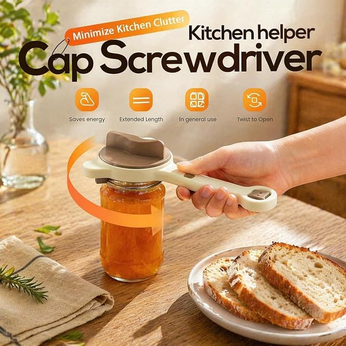 4-in-1 Multi-Purpose Jar Opener – Upgraded Adjustable Three-Claw Bottle Opener with Non-Slip Teeth, Multi-Size Lid Tool for Jars, Cans, Wine Bottles – Essential Kitchen Helper(Purple)