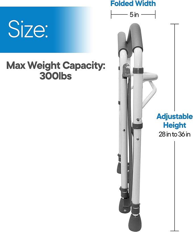 RMS Toilet Safety Frame & Rail - Folding & Portable Bathroom Toilet Safety Rails - Handrail Toilet Bars with Adjustable Height (White)