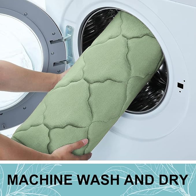OLANLY Memory Foam Bath Mat Rug 47x24, Ultra Soft and Absorbent Bathroom Rugs, Non-Slip, Comfortable, Machine Washable Bath Carpet for Bathroom Floor, Tub Shower and Home Decor Accessories, Sage Green
