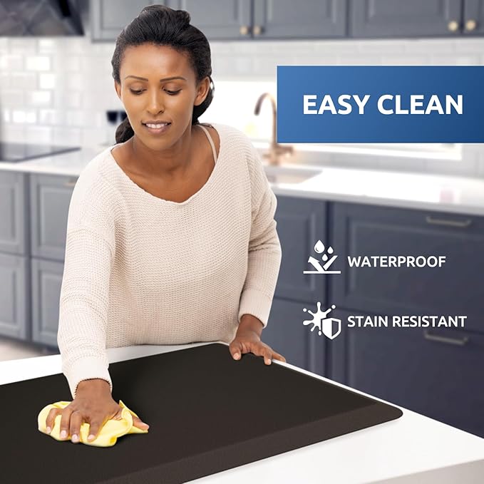 KitchenClouds Kitchen Mat Cushioned Anti Fatigue Rug 17.3"x28" Water Resistant Non Slip Standing Desk Mat Comfort Floor Mats for Kitchen House Sink Office (Chocolate)