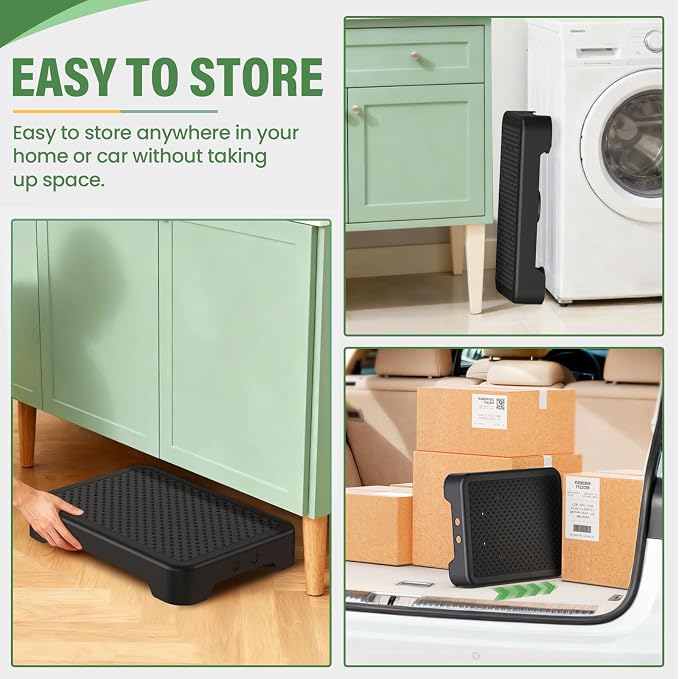 SOYO Mobility One Step Stool, Heavy Duty Indoor Outdoor Non-Slip Small Step Platform Assistive Device for Adult Elderly, Standing Support and Step Riser for Car, Bed, Door, Stair, Bathroom Black-Black